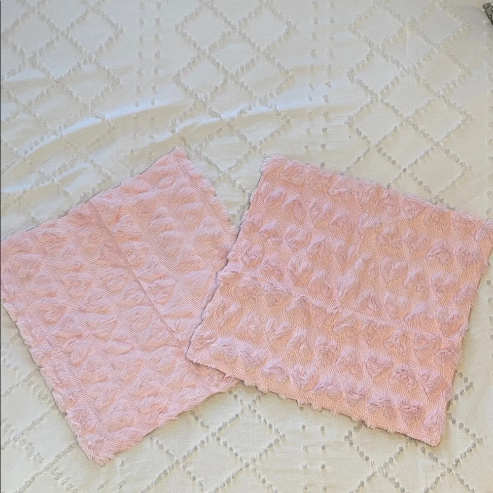 Pink Textured heart Throw Pillow covers set of two new
